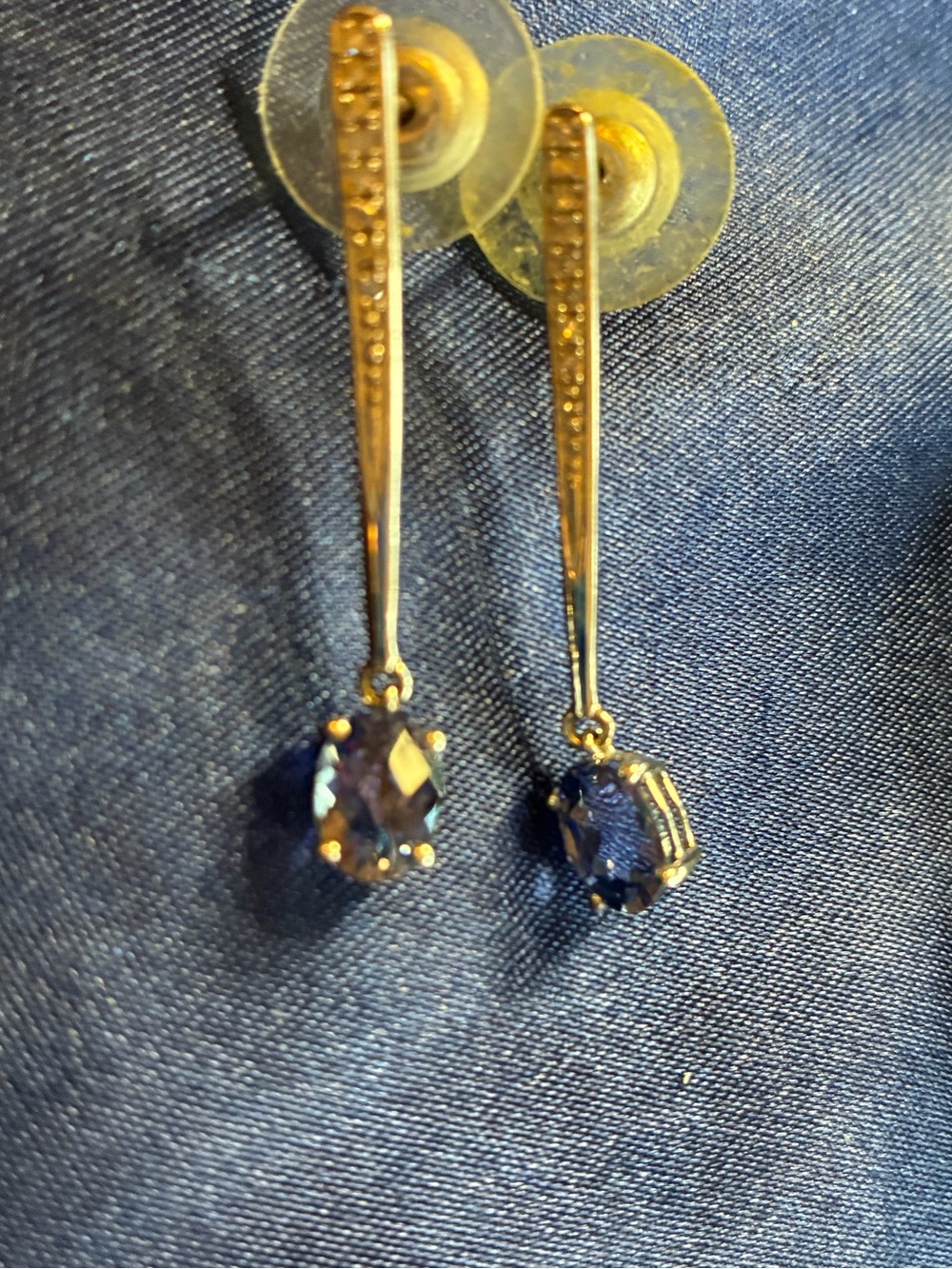 10K white gold, Tanzanite earrings, modern dangle earrings oval cut Tanzanite
